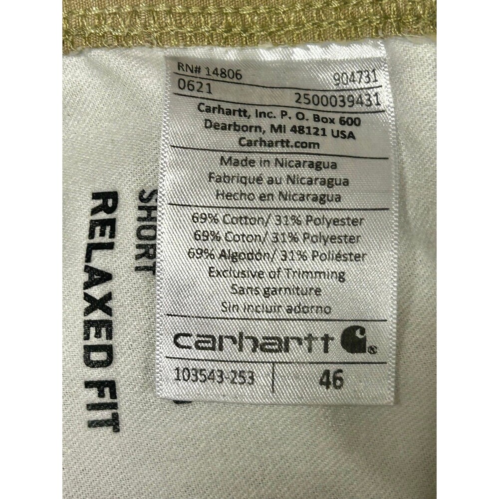 Carhartt Force Relaxed Fit Cargo Shorts Mens Size 46 Khaki Ripstop 103543 253 - Picture 7 of 9
